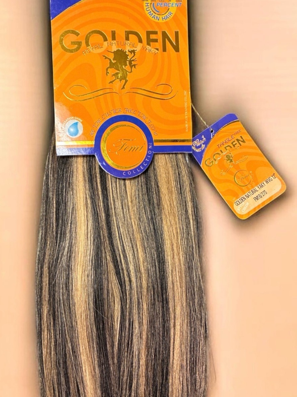 Highlighted human Hair Extension - Dark Brown & Blonde 12”